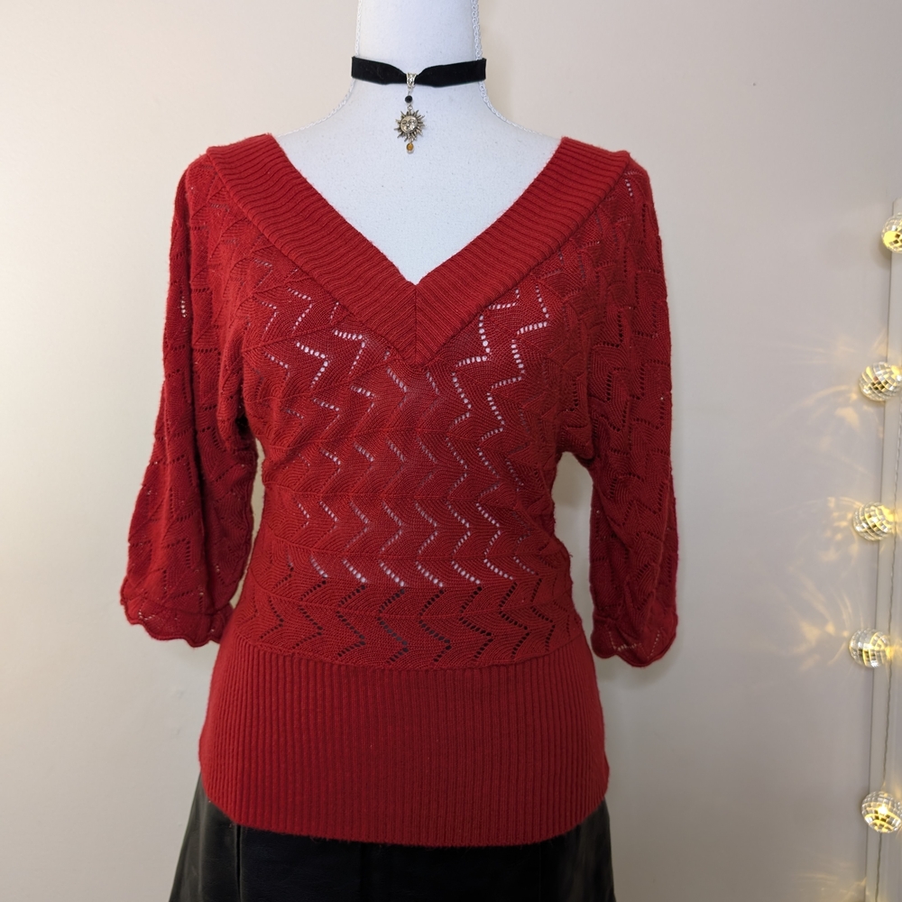 Buffalo Batwing V-neck Red Sweater